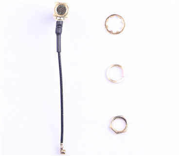 IPEX轉(zhuǎn)SMA鍍金彎頭，外螺內(nèi)孔，RG1.13黑色線材，L=60mm(4件套)——KH-IPEX-SMA-W-60