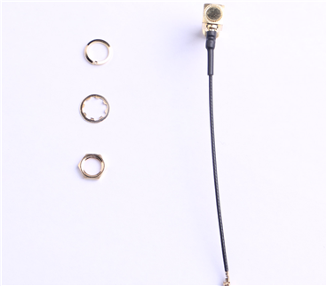 IPEX轉SMA鍍金彎頭，外螺內孔，RG1.13黑色線材，L=60mm(4件套)——KH-IPEX-SMA-W-80