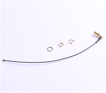IPEX轉SMA鍍金彎頭，外螺內孔，RG1.13黑色線材，L=180mm 4件套——KH-IPEX-SMA-W-180